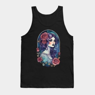 Victorian Gothic Girl with Purple Hair Tank Top